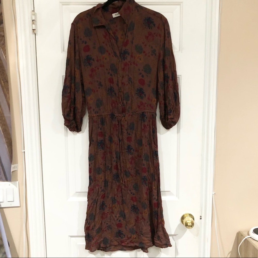 Anthropologie Sam & Lavi Brown Floral Button Up Maxi Dress